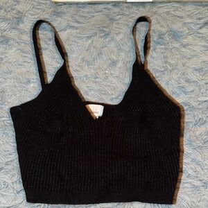Black Ribbed Women's Top